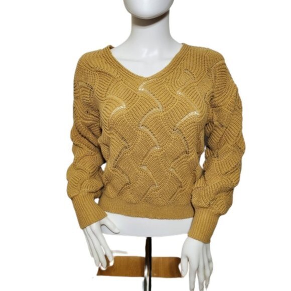 Moon & Madison Mustard Yellow Sweater Balloon Sleeve - Picture 6 of 12